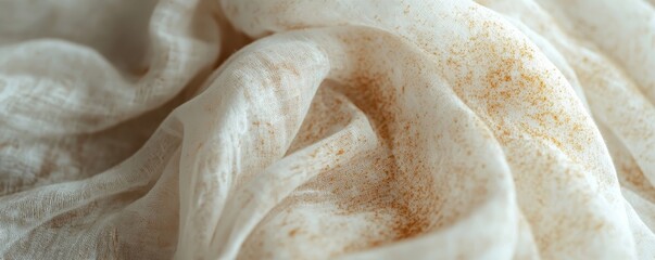 Dirty food mark on clothes: Close-up of food stains on a shirt, preparing for cleaning before laundry, Generative AI