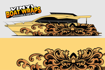 Graphic boat vinyl wrap sticker design