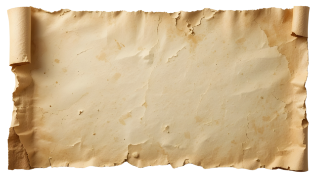 Old Parchment Paper Texture with Worn Edges – Transparent Background PNG