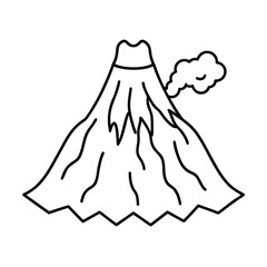 volcano crater with lava line drawing