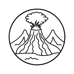 volcano crater with lava line drawing