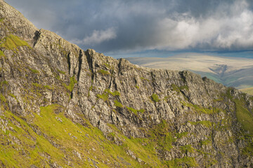 Sharp Edge ridge; a grade 1 scramble route on Blencathra in The Lake District, UK. 