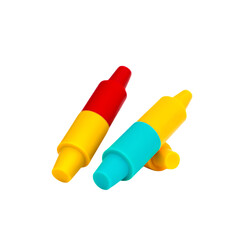 Colorful, Playful, Two-Tone Cylindrical Objects A Vibrant Design Concept for Toys, Decorations, or Novelties