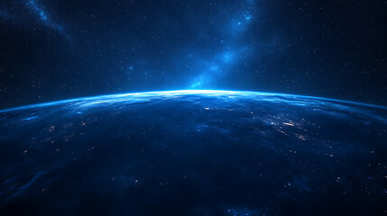 Fototapeta premium Beautiful night sky with the Milky Way, a starry background. Wide panoramic view of the dark blue Milky Way galaxy in outer space at midnight. 