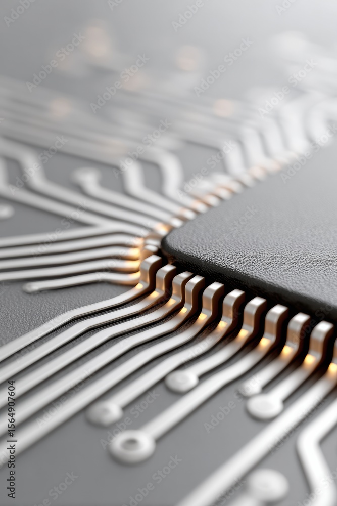 Poster Quantum Cloud AI Chip with Geometric Circuit Patterns on Digital Surface for Advanced Computing and Accelerated Data Growth in Technology Marketing