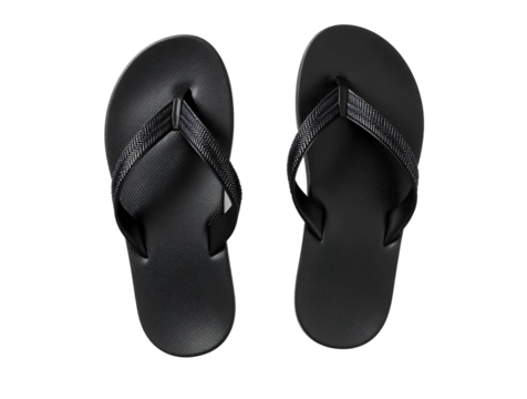 A pair of black flip flops isolated on transparent background