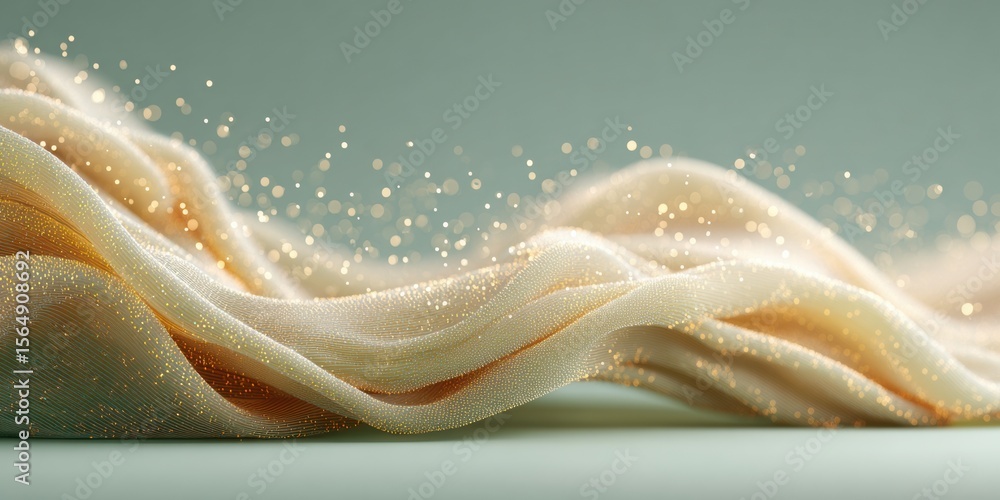 Poster Quantum Analytics Wave of Moving Particles on Dark Surface Representing Data Flow and Continuous Momentum for Big Data and Tech Innovation