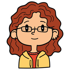 Obraz premium Hand drawn cartoon portrait of a girl on white background.