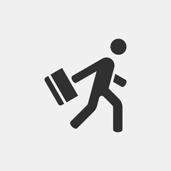 The man with the briefcase jumps forward. Vector icon