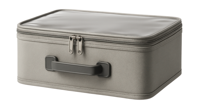 Stackable storage bag with reinforced stitching, suitable for organizing fabric collections in a sewing room.