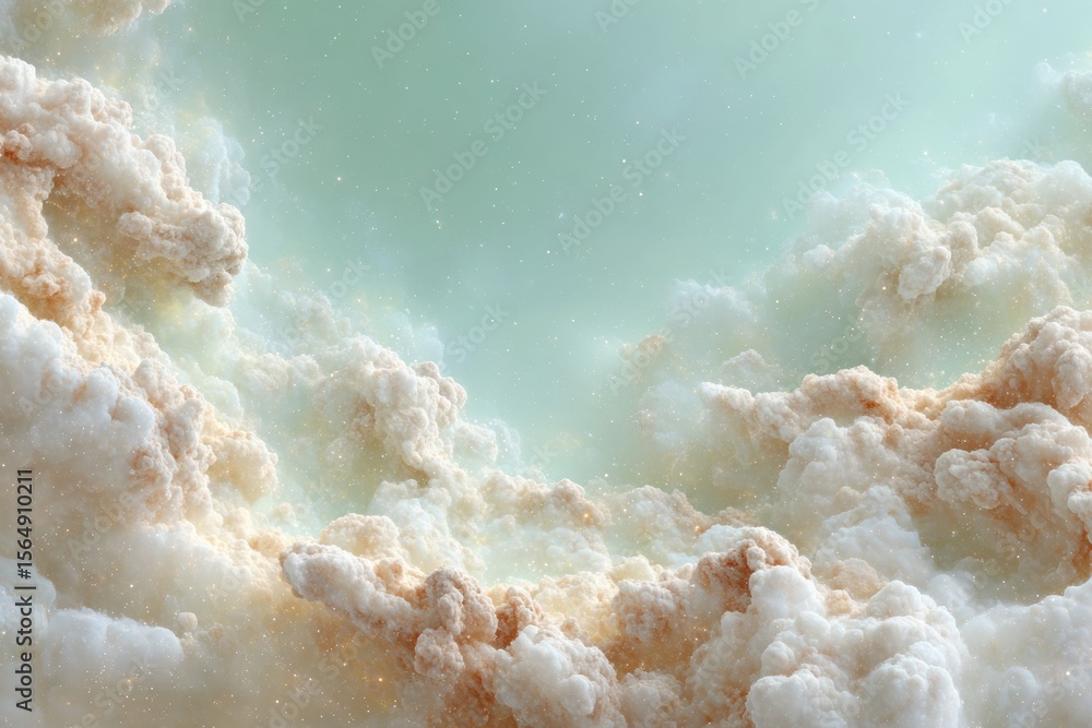 Poster ethereal celestial cloud formations in 360 panoramic space scene hdri fantasy background for digital