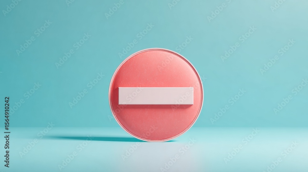 Poster Minimalist No Entry Sign with Circular Red Prohibition Symbol on Pastel Blue Background for Digital Access Control and Restriction Messaging