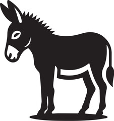donkey silhouette in black and white color