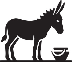 donkey silhouette in black and white color