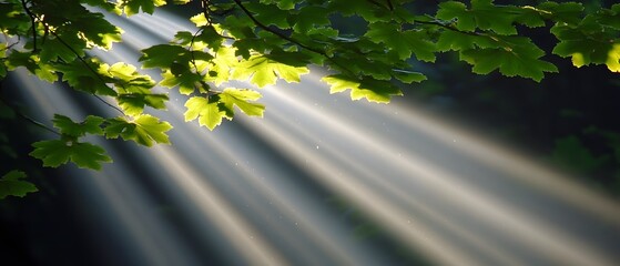 Sunbeams Through Green Leaves Nature Photography