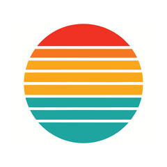 Flat Retro Graphic with Clean Sunset Stripe Layers