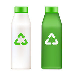 Plastic bottle with recycling icon. Vector illustration isolated on white background.