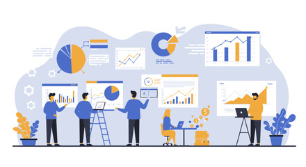 Fototapeta premium Business team analyzing financial data and growth charts for strategic planning