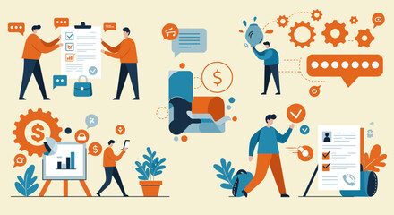 Illustrative depiction of business concepts and operations for company success