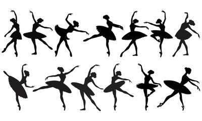 set of silhouettes ballerinas.Beautiful set of ballerinas. Ballet dancing eps 10.