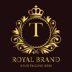 Golden vintage 10th-anniversary celebration emblem with a clock and abstract background design LOGO T