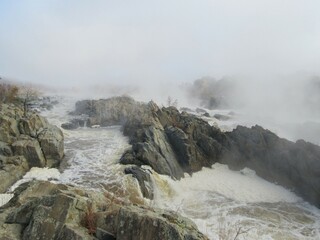waterfall in the fog