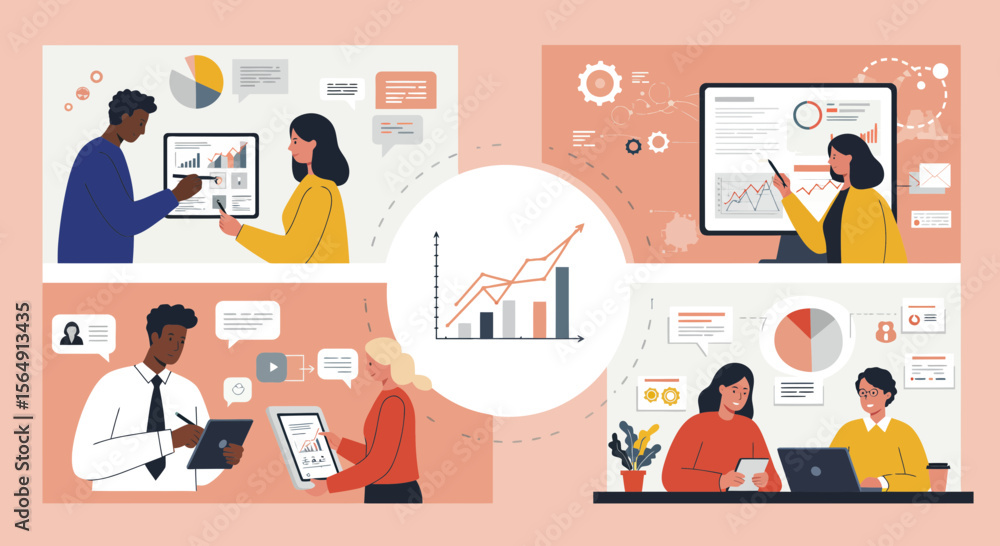 Poster effective teamwork with data analytics, collaboration and online communication strategies