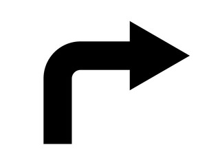 Straight pointed arrow icon. Black arrow pointing to the right. Black direction pointer