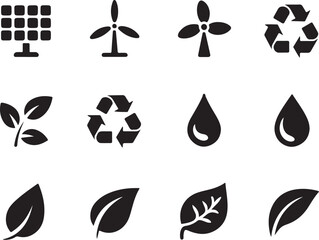 Eco Power Silhouette Icons Pack

