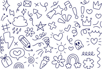 Romantic Doodle Icons, Love Theme Sketches, Hearts Arrows Stars, Hand-Drawn Valentine Clipart, Cute Symbol Set, Love Elements, Black and Blue Outlines, Doodle Heart Art, Romance Icons, Couple Design S