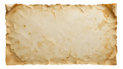 Vintage Aged Parchment with Torn Borders – Isolated Antique Paper PNG