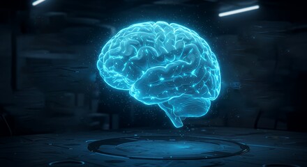 Glowing Brain on Platform