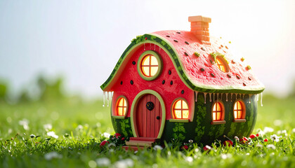Fantasy corn watermelon house in the garden