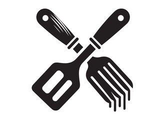 kitchen spatula logo silhouette vector, spatula icon logo vector design, Spatula logo of cooking and kitchen silhouette vector, kitchen various spatula logo silhouettes vector on a white background