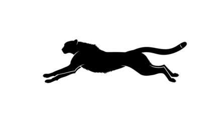 Cheetah Silhouette in Dynamic Run,  Vector Illustration of a Running Cheetah: A Symbol of Speed and Agility