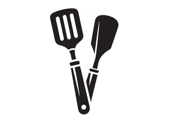 kitchen spatula logo silhouette vector, spatula icon logo vector design, Spatula logo of cooking and kitchen silhouette vector, kitchen various spatula logo silhouettes vector on a white background
