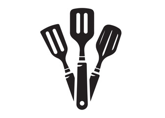 kitchen spatula logo silhouette vector, spatula icon logo vector design, Spatula logo of cooking and kitchen silhouette vector, kitchen various spatula logo silhouettes vector on a white background
