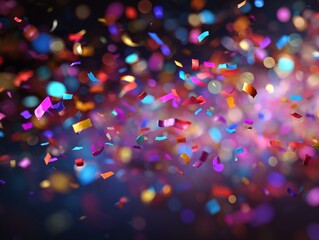 Celebration and colorful confetti party. Blur abstract background copy space Generated image