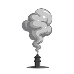 Gray smoke plume rising from industrial chimney. Smoke emission from factory pipe depicts air pollution.  Image ideal for environmental reports, pollution awareness campaigns,
