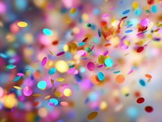 Celebration and colorful confetti party. Blur abstract background copy space Generated image