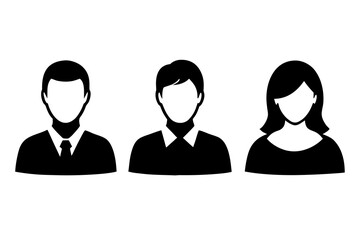 People Icons, Male and Female, Vector Silhouette Style