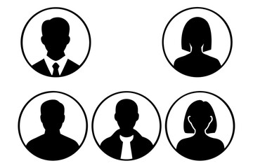 Profile Silhouettes, Male and Female, Circle Icons