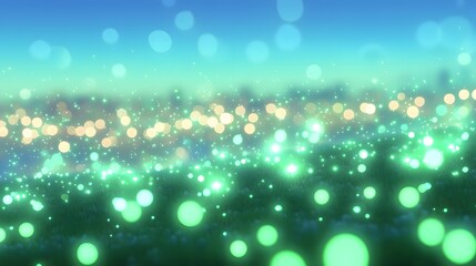 Obraz premium Magical Glowing Field Fantasy Night Bokeh Background