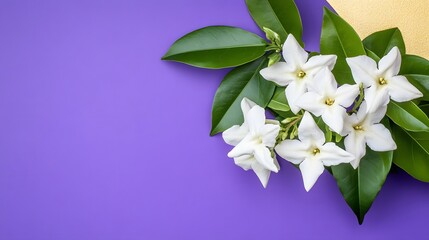 Elegant White Jasmine Flowers on Purple Background