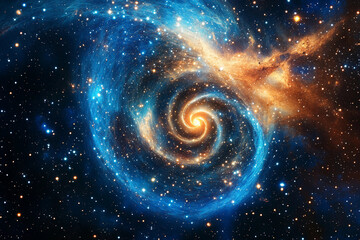 Fototapeta premium Galactic spiral showcasing vibrant colors and cosmic features in a star-filled universe