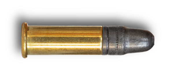 Shadow behind a .22 long rifle cartridge with lead bullet