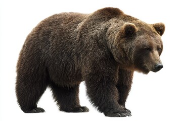 Obraz premium Bear Profile. Isolated Powerful Mammal on White Background