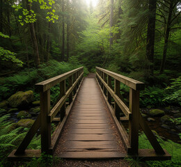Fototapeta premium wooden bridge in the forest