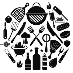 Ultimate BBQ Grill & Grilling Tools Icons Set Perfect for Summer Cookouts