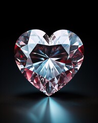 Fototapeta premium Heartshaped Diamond On Dark Black Background